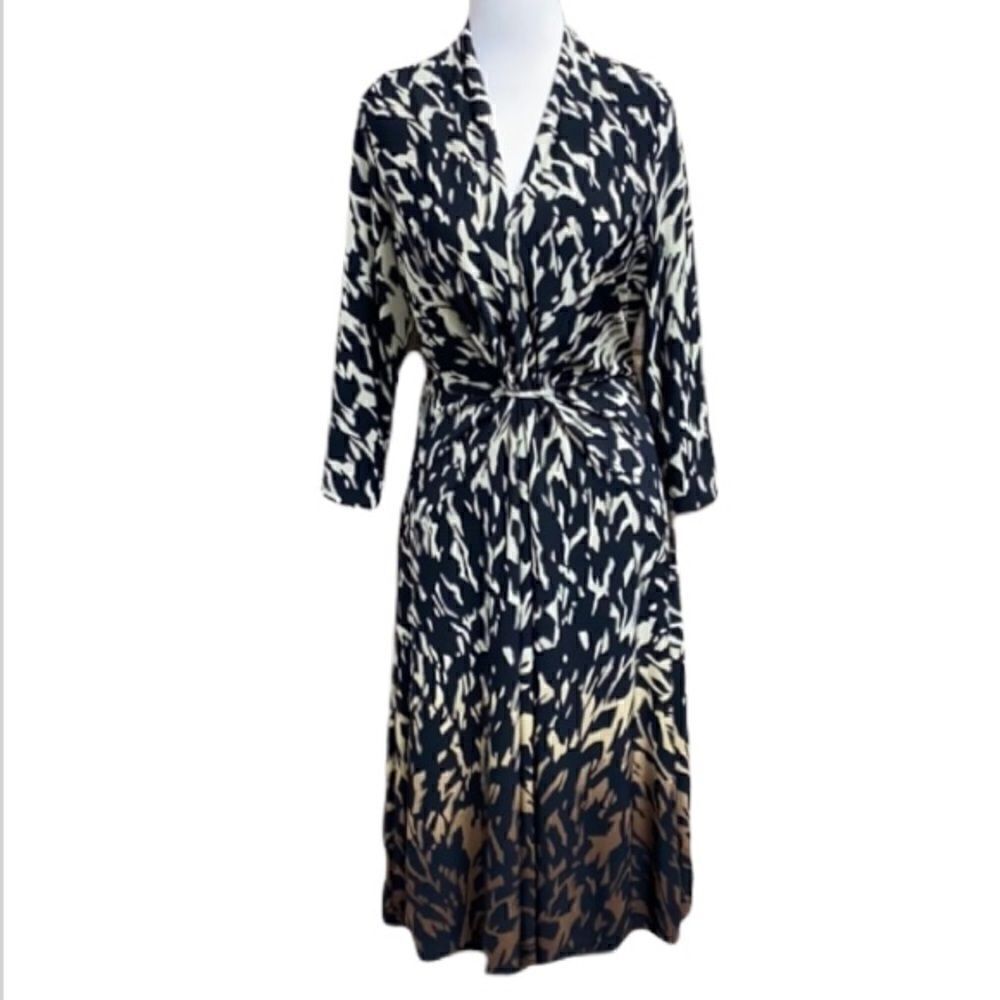 Coldwater Creek L/S V-Neck Animal Print Dress Size 8